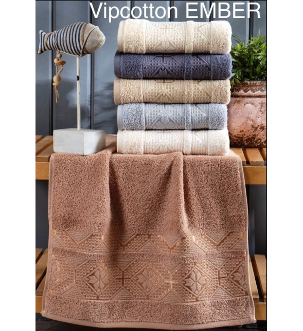 Набір 6 шт лицьових махрових рушників 100*50 см vip cotton Ember