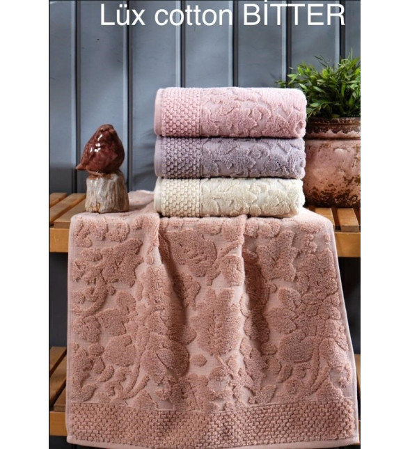 Набір 4 шт лицьових махрових рушників 100*50 см Lux cotton Bitter