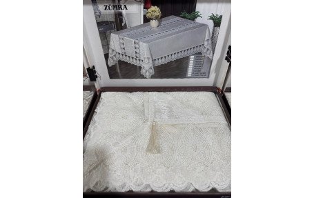 Турецкая велюровая скатерть 180х220 см Erita Zumra с кружевом