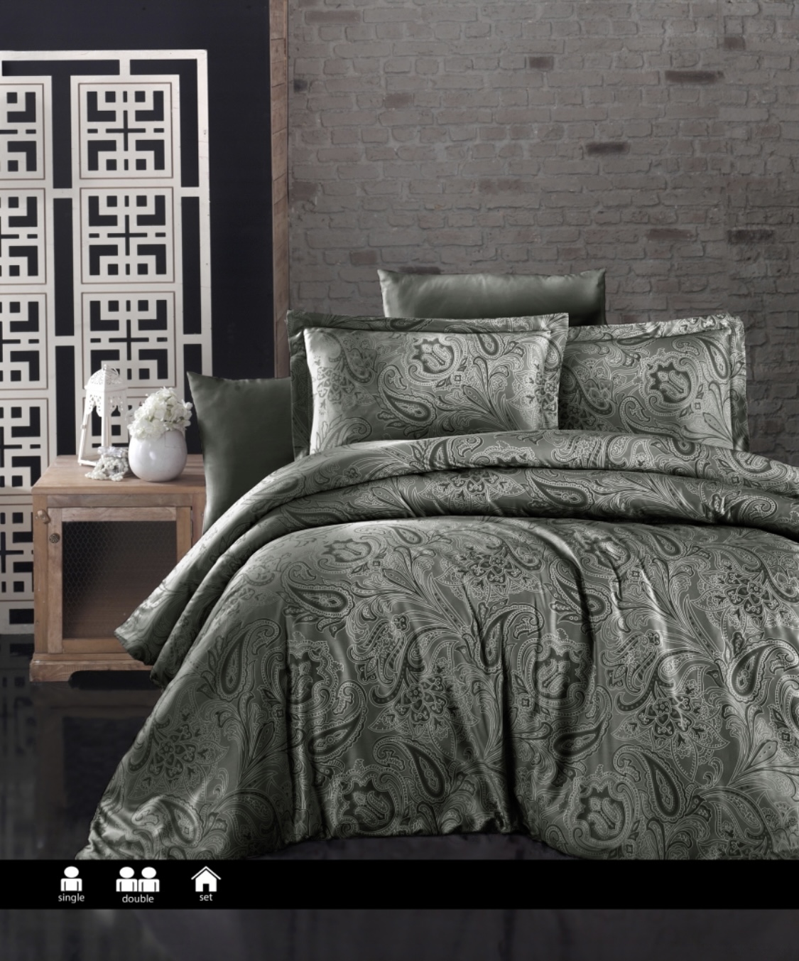 Полуторний комплект First Choice Cotton Satin Reagen Dark Green