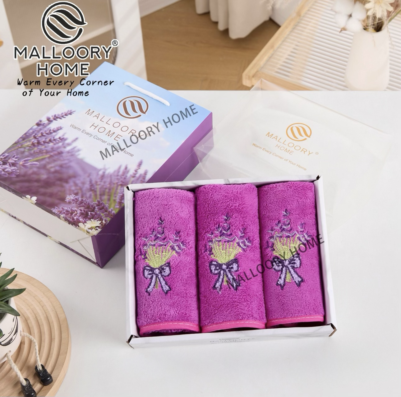 Набор полотенец из микрофибры 25*50 см + 25*50 см + 25*50 см Lavender mood